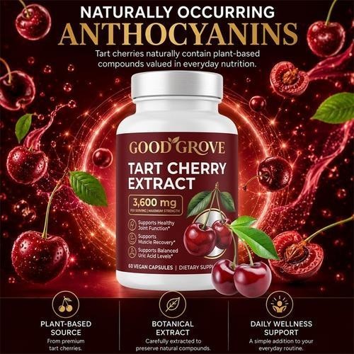 Good Grove Tart Cherry Extract Capsules 60 PCS, Non-GMO Vegan 3600mg