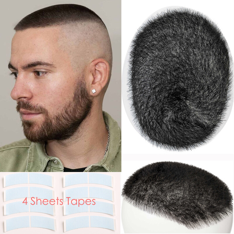 Ultra Thin PU Skin Mens Human Hair Toupee Hairpiece System Wigs Short Cut 6″X8″
