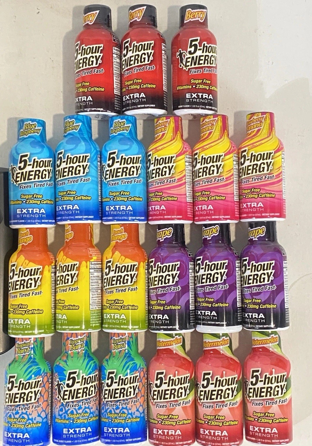 (21) 5-hour Energy Extra Strength, Variety, Energy Shot, 1.93oz. Bulk, 7 Flavors