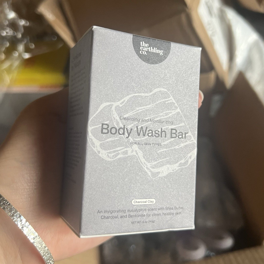 the earthling co. Charcoal Clay Eucalyptus Body Wash Bar, Vegan 5 oz