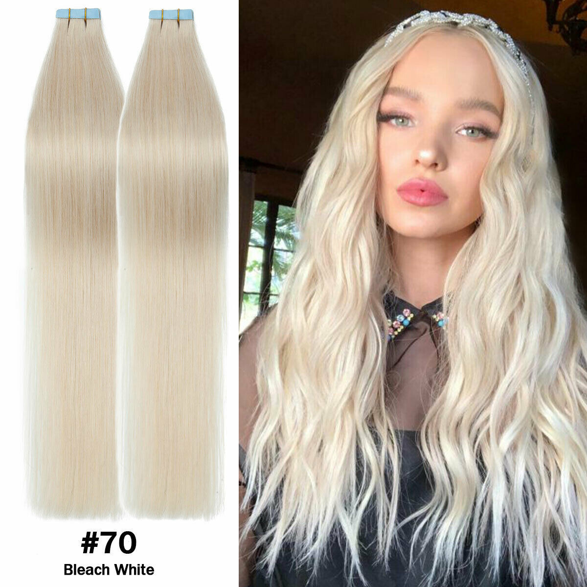 Tape in Human Hair Extensions Invisible Adhesive Skin Wefts Thick Real Remy Hair