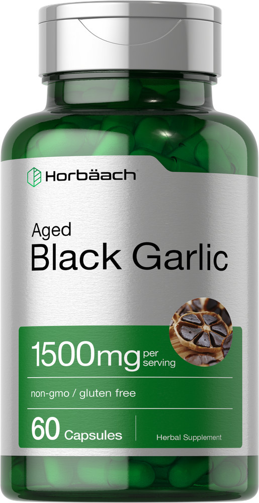 Aged Black Garlic 1500 mg | 60 Capsules | Fermented Extract | by Horbaach
