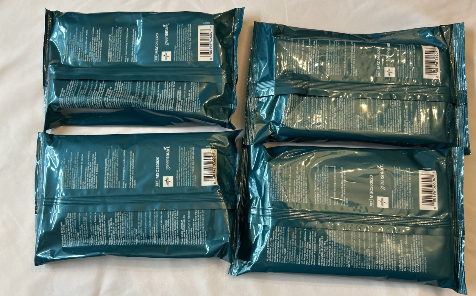 4 Pack of 40 Medline Readyflush Jr. Flushable Wipes Fragrance Free 7x8in Sealed