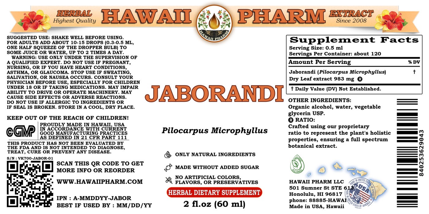 Jaborandi (Pilocarpus Microphyllus) Tincture, Dried Leaf Liquid Extract
