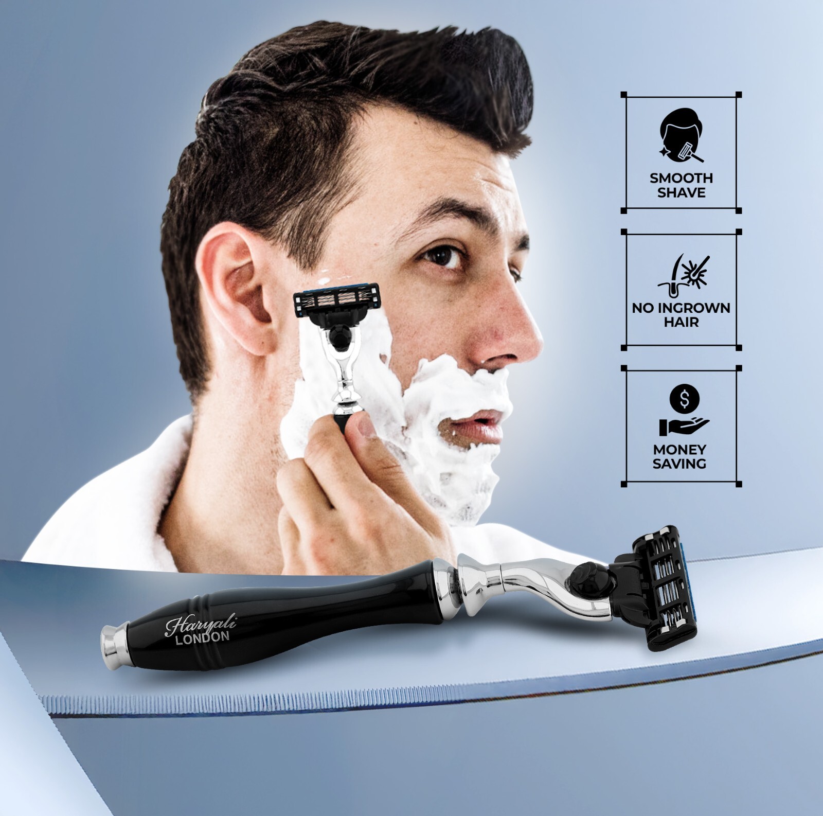 3 Edge Razor for Men, Non-Slip Men’s Razor, Beard Razor, Women’s Razor, Black