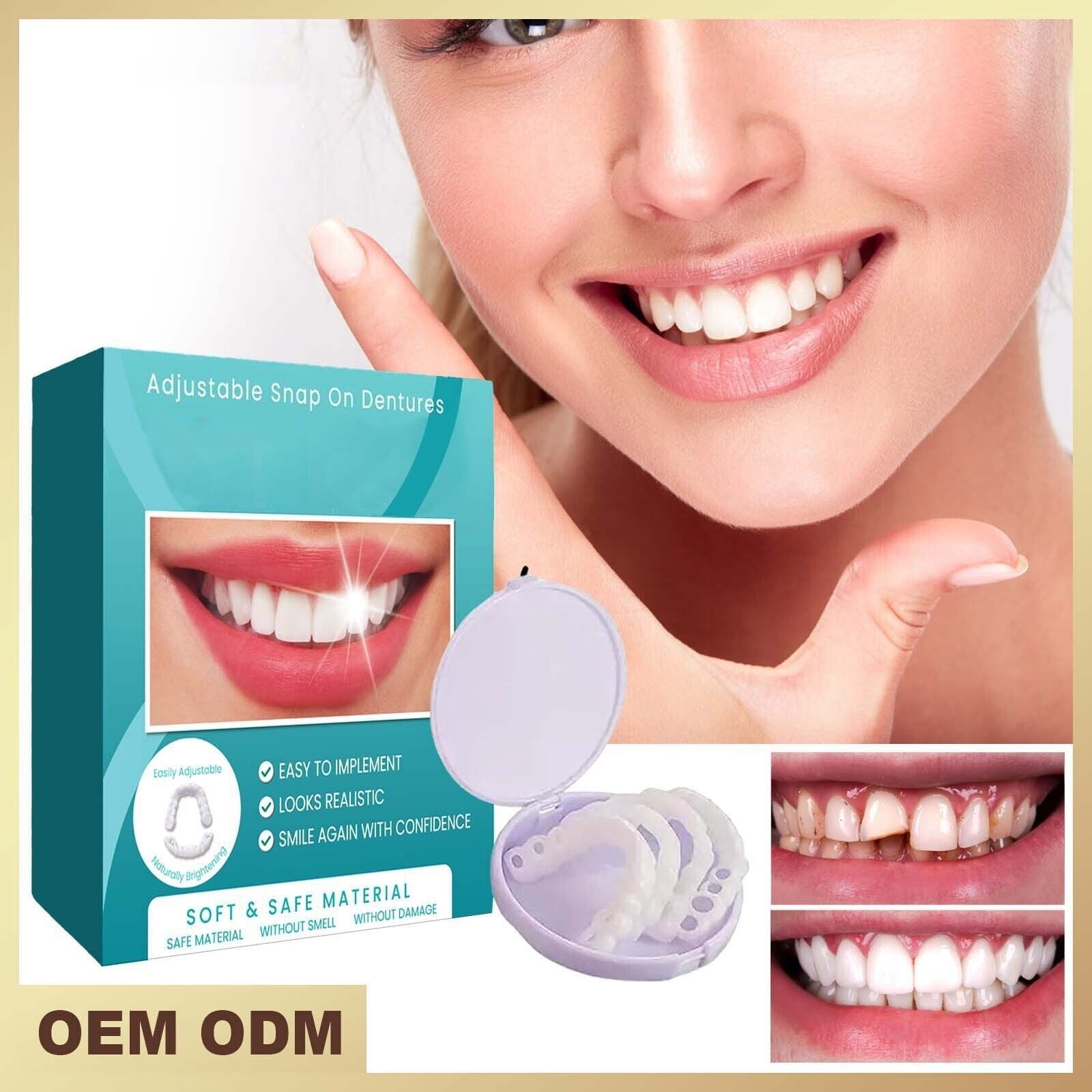 Smile Snap On Upper + Lower False Teeth Dental Veneers Denture Tooth Cover Set