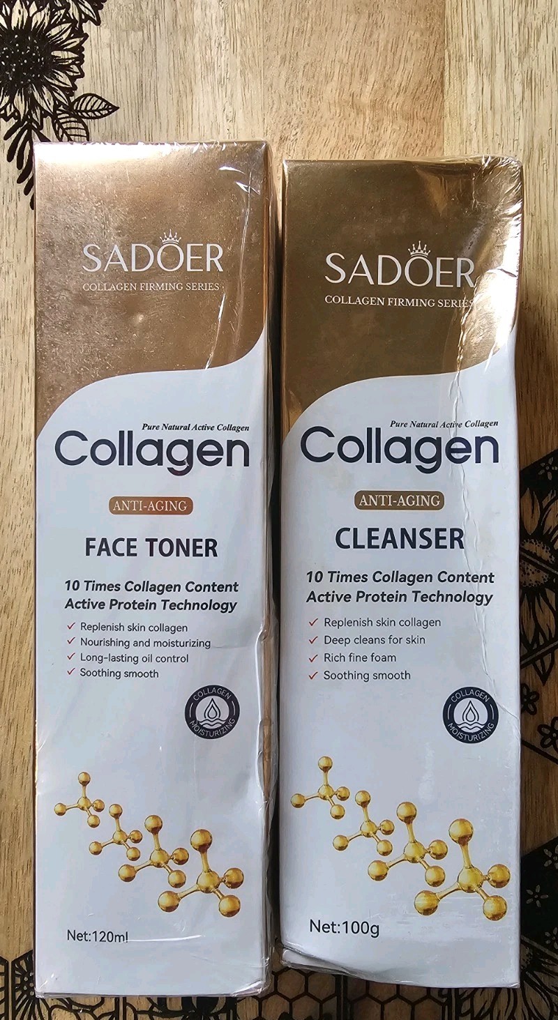 2 Piece Sadoer Collagen Face Toner 120mL And Cleanser 100g New In Sealed Boxes
