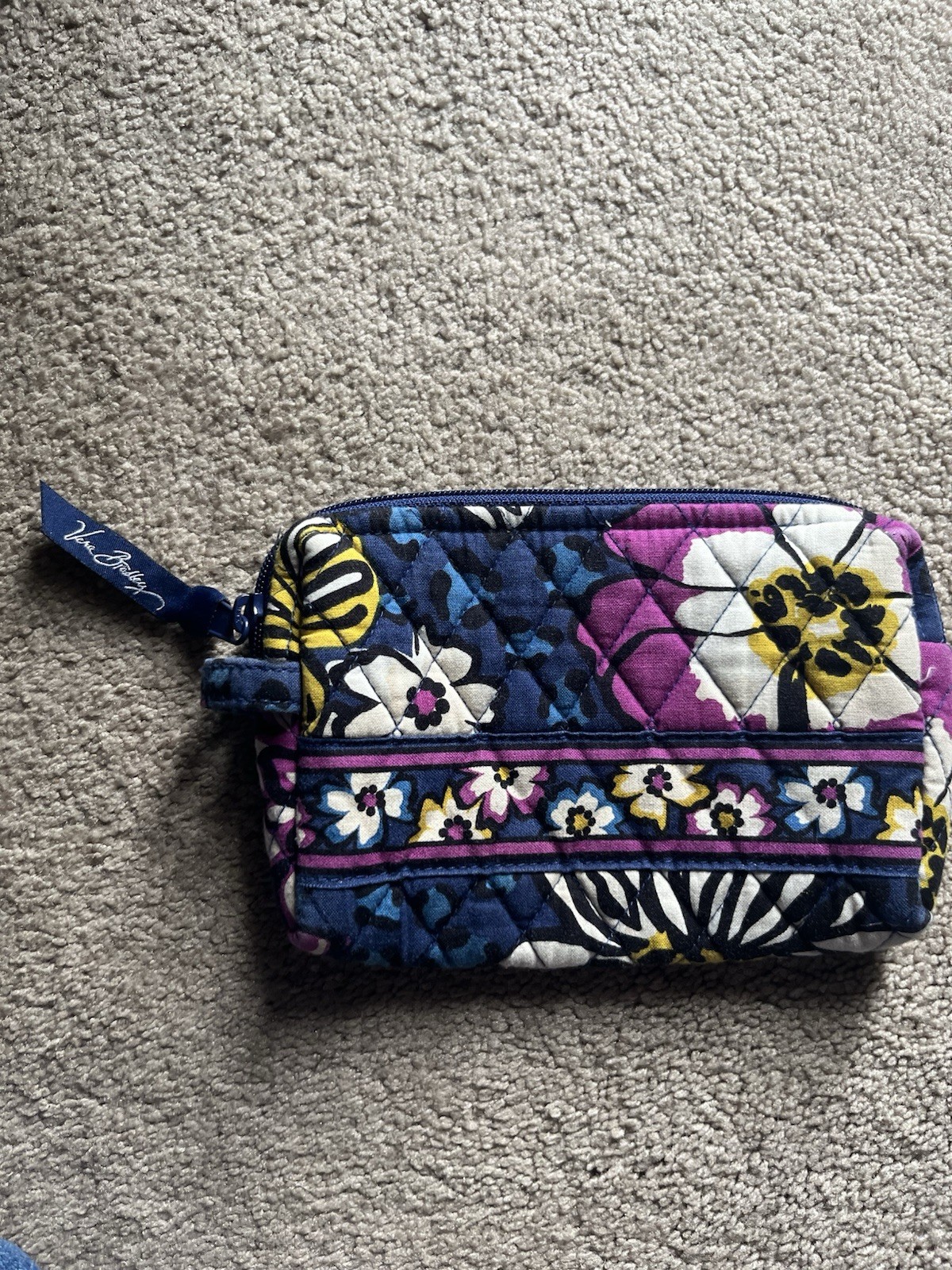 Vera Bradley Quilted Floral Multicolor Fabric Makeup Bag with Zipper