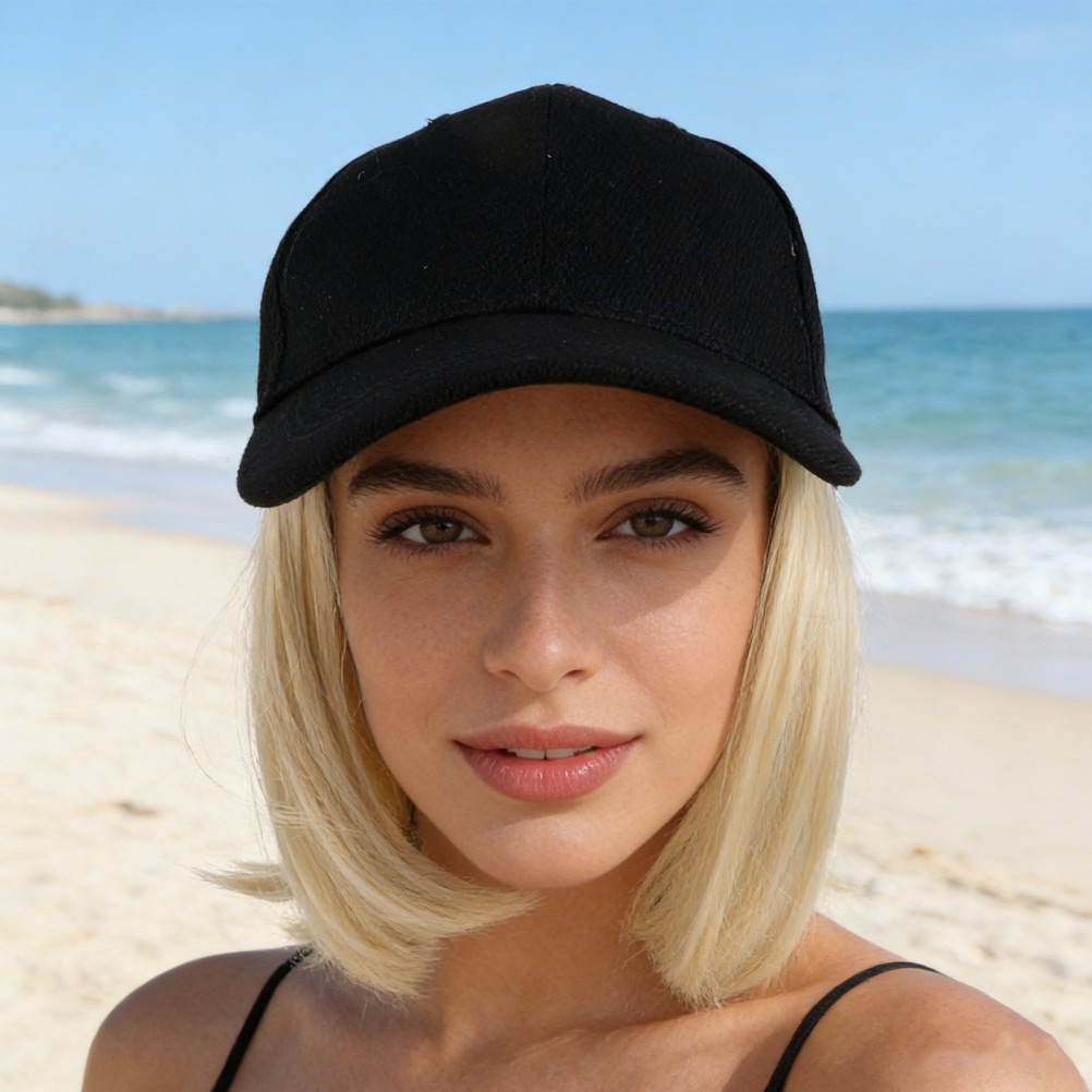 Decorative Baseball Cap with Hair Attachment and Mesh Canvas for Daily Use