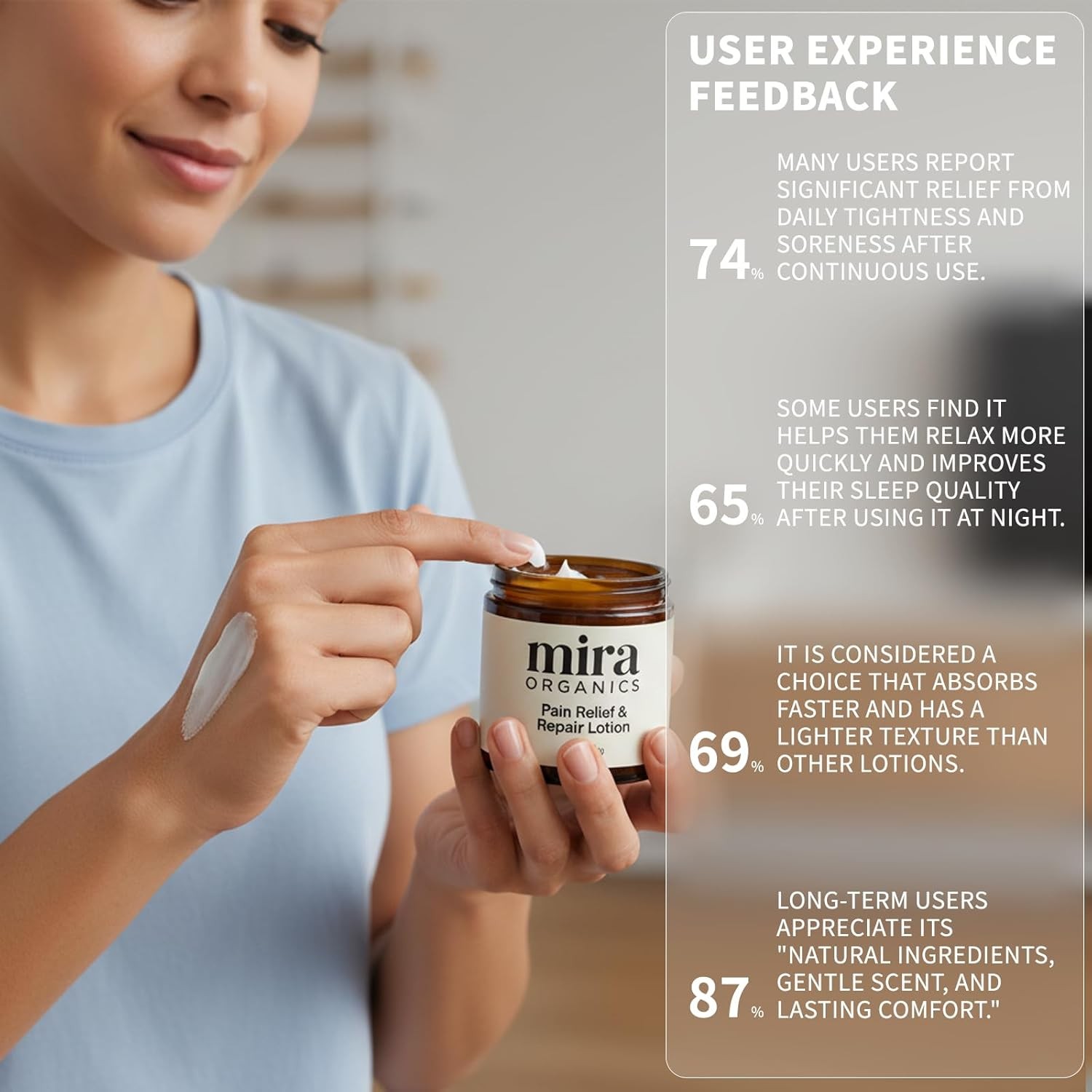 Mira Pain Relief Lotion Mira Organics Cream Nerve Recovery&Sleep Support, 3.5 oz