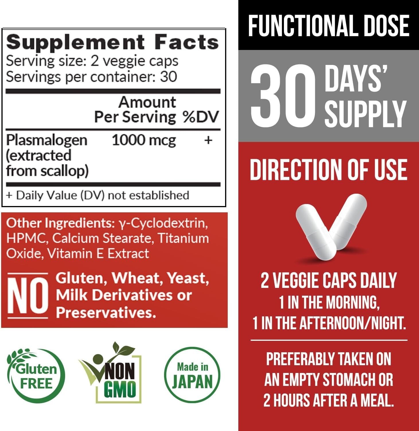 LABO Nutrition NeuroREGAIN – Scallop-derived PLASMALOGEN 60 Count (Pack of 1)