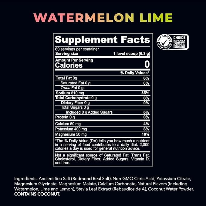 REDMOND Re-Lyte Hydration Electrolyte Powder Mix Watermelon Lime exp: 08/2028