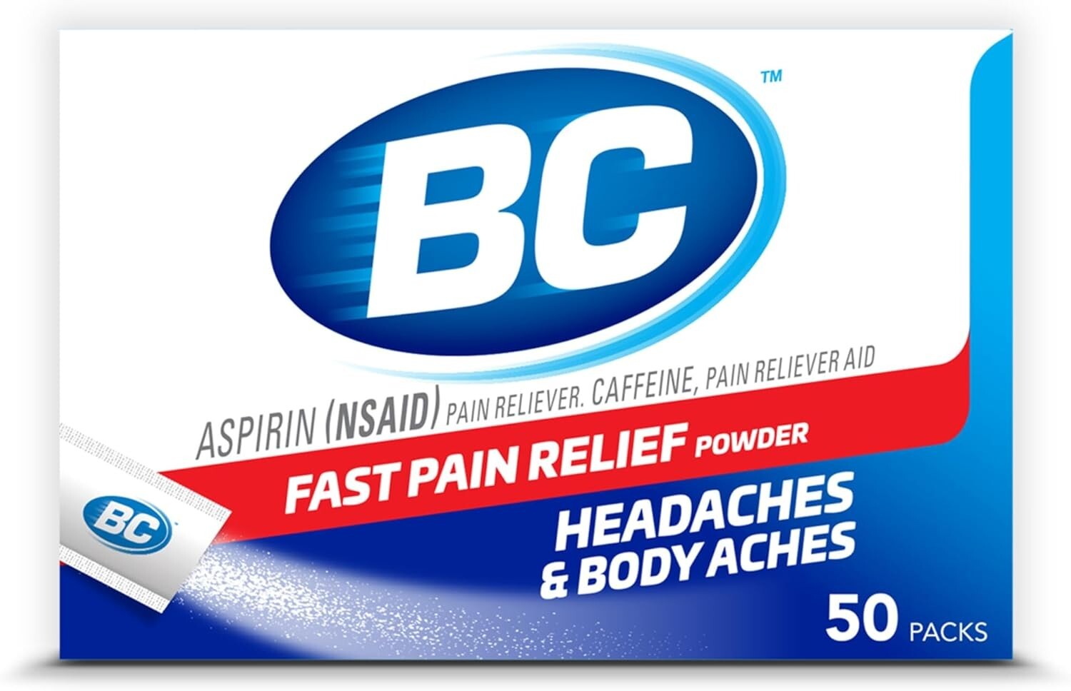 BC Powder Pain Reliever 50 Ct Original Strength Fast Headache Relief
