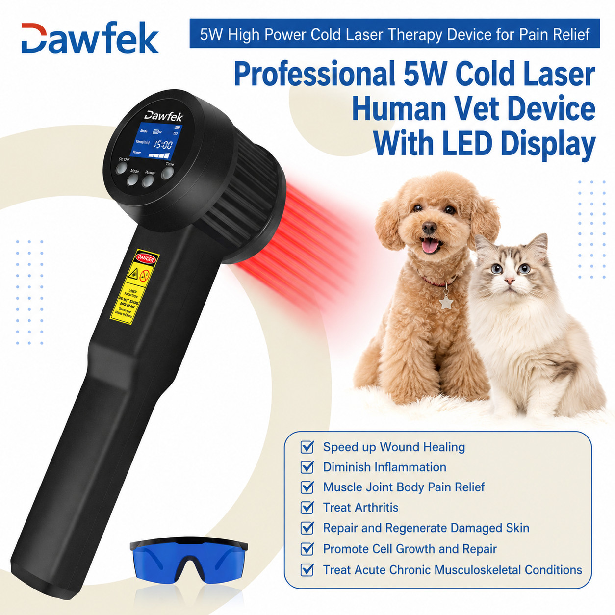 5W Veterinary Laser Therapy For Pet Dog Joint Stiffness & Animal Pain Management