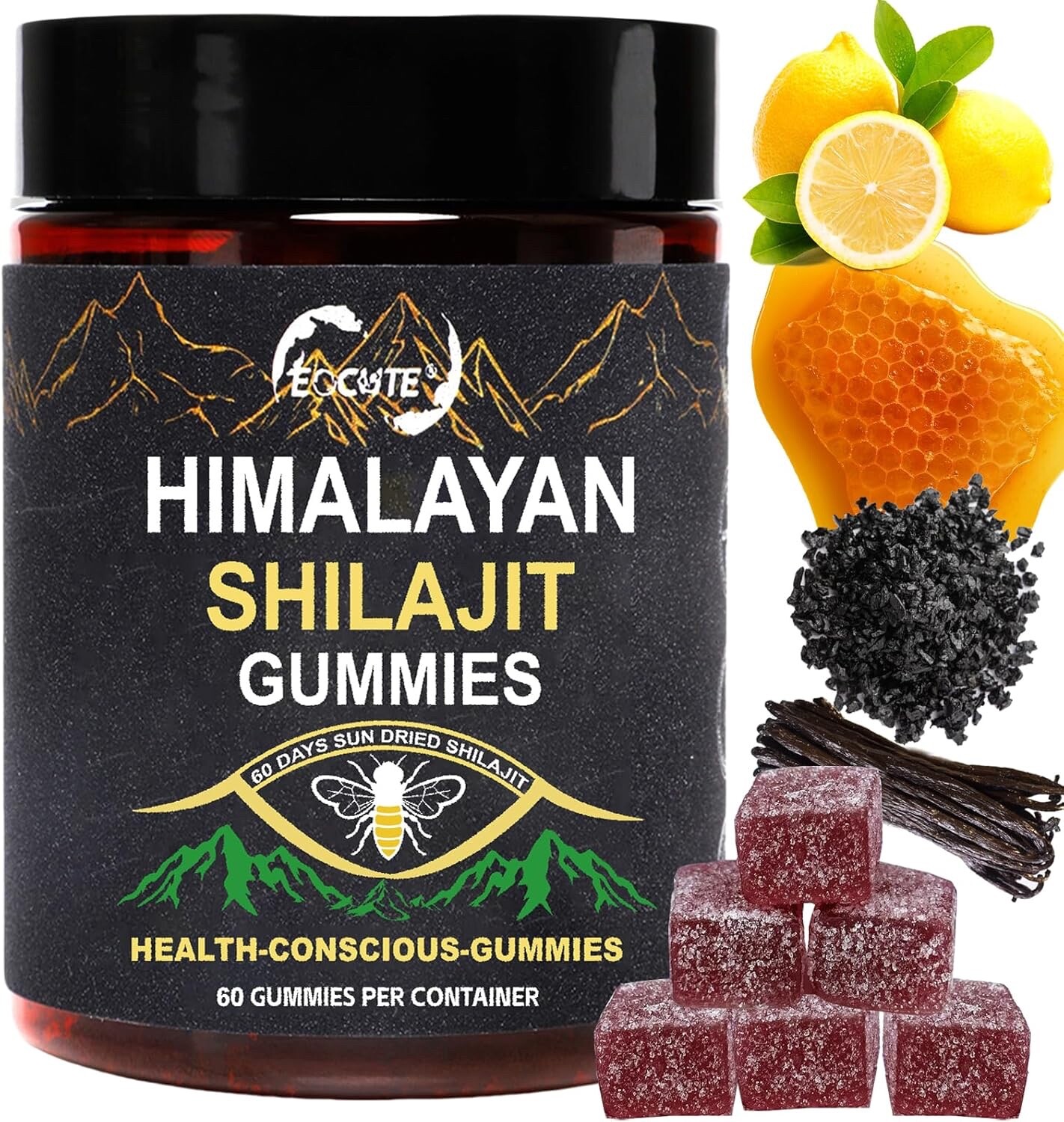Dynamic Vitality Shilajit Gummies Pure Himalayan Organic Resin Natural NEW USA