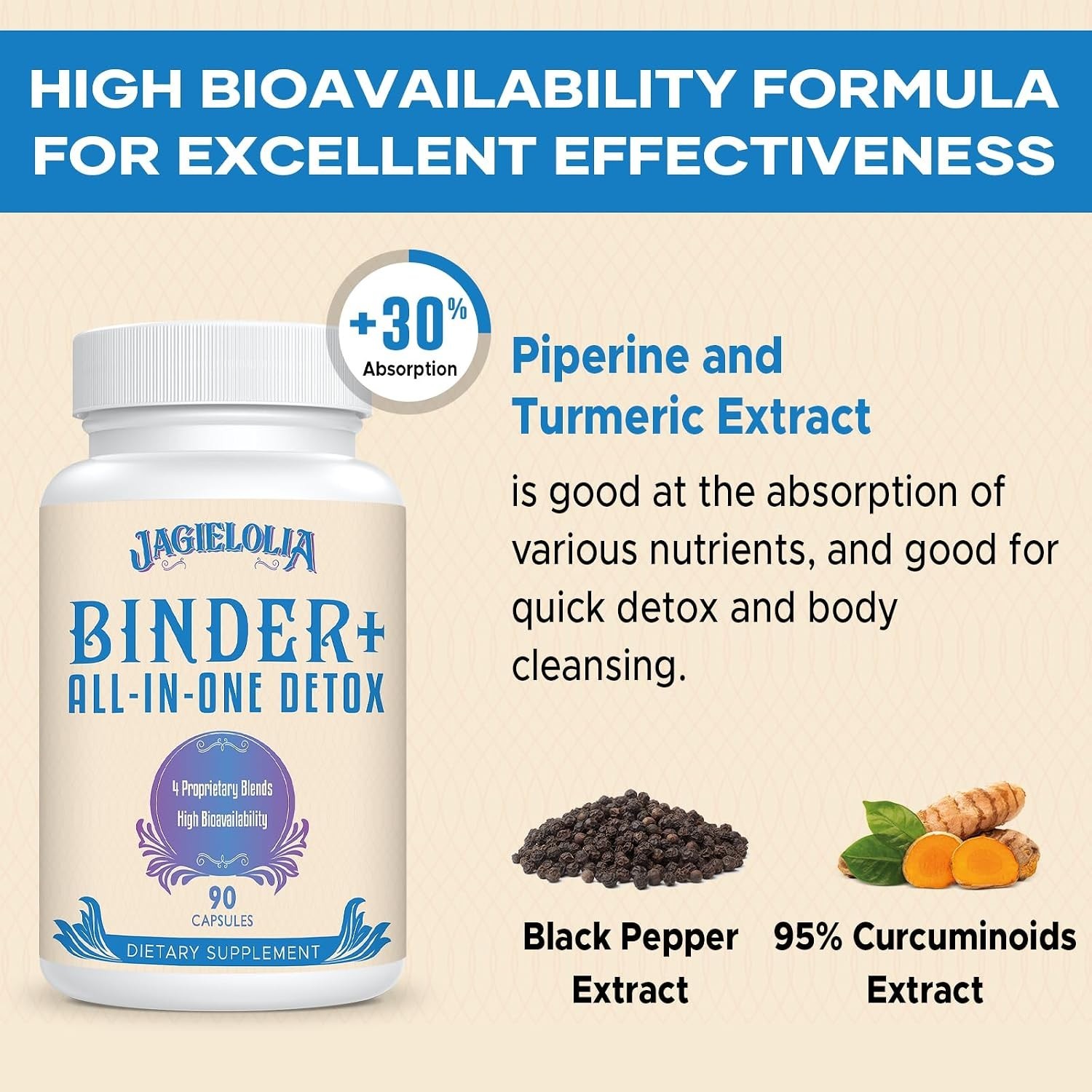 All-In-One Detox Binder Supplement 1500 MG – High Bioavailability, Liver Gut Det