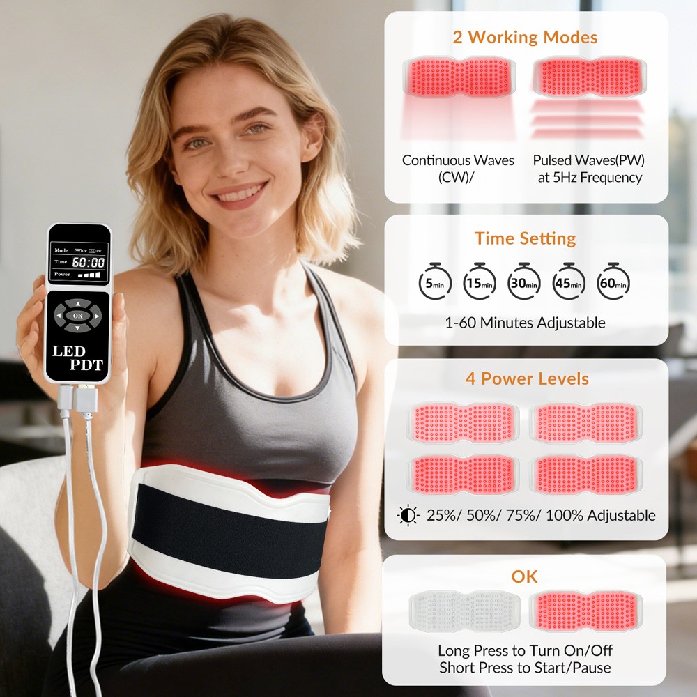 660nm 850nm 940nm Silicone Infrared Red Light Therapy Belt for Muscle Joint Pain