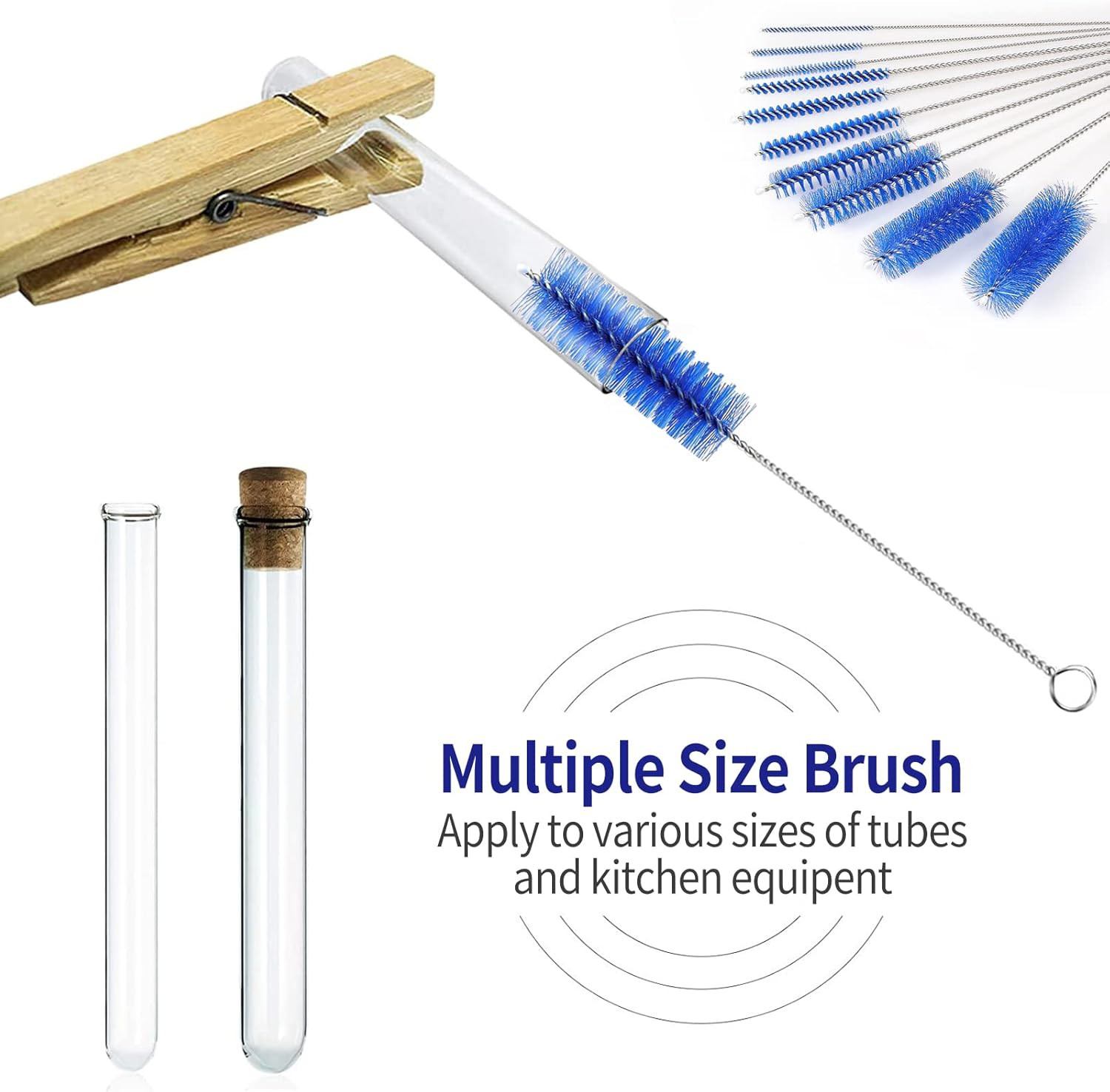 10-Pack Tube Cleaning Brush Set Nylon Bristles Stainless Steel Bottle Pipe Tool