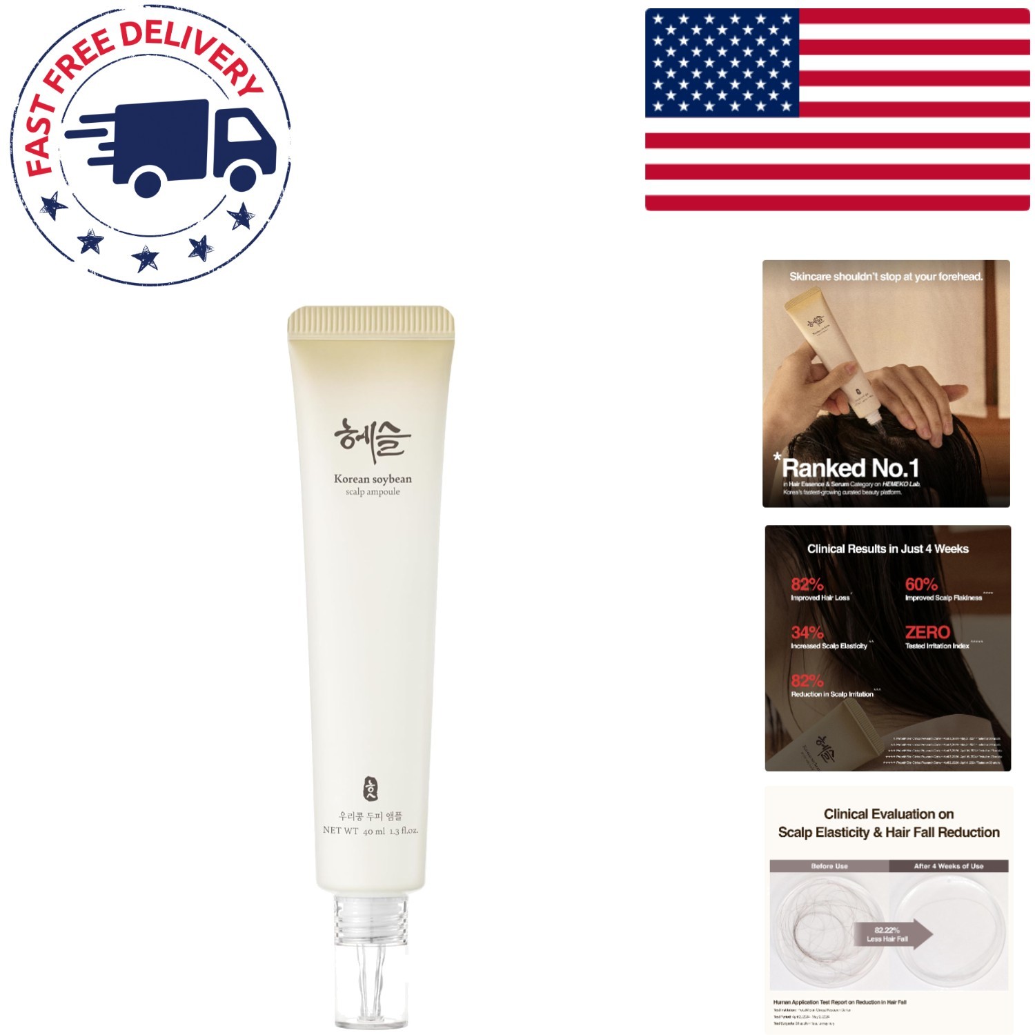 Zero Sulfates & Silicone: 40ml Hair Regrowth Serum with Amino Acids & Kukui Oil