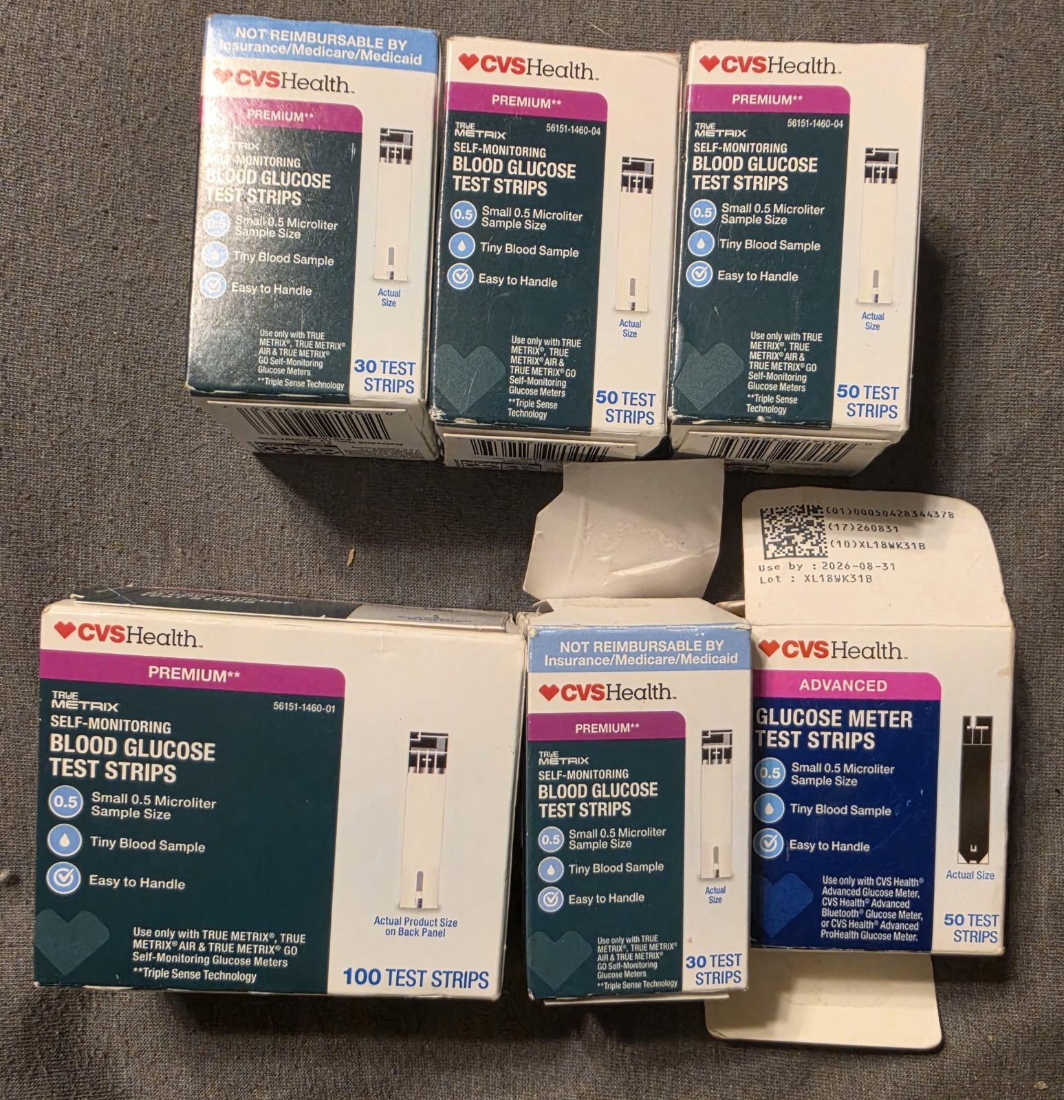 310 CVS Health PREMIUM Blood Glucose Test Strips Exp 2026 Varies READ 6 Packs