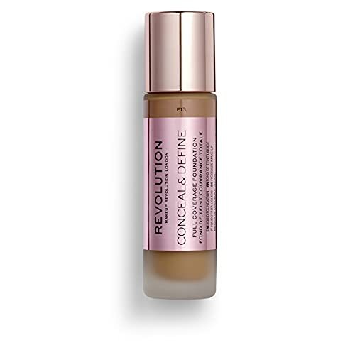 Makeup Revolution Conceal and Define Foundation F14 for Dark Skin Tones 0.7Fl Oz