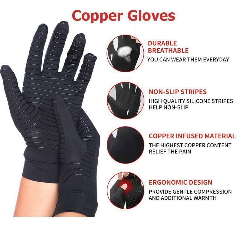 Copper Compression Arthritis Gloves Hand Support Joint Pain Relief wrist brace
