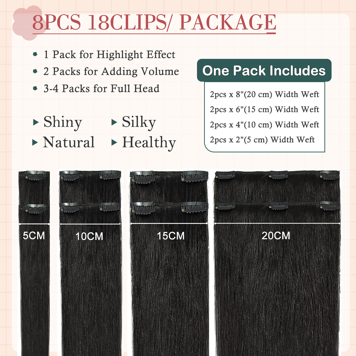 Clip In Remy Real 100% Human Hair Extensions Full Head 10″12″14″16″18″20″22″24″