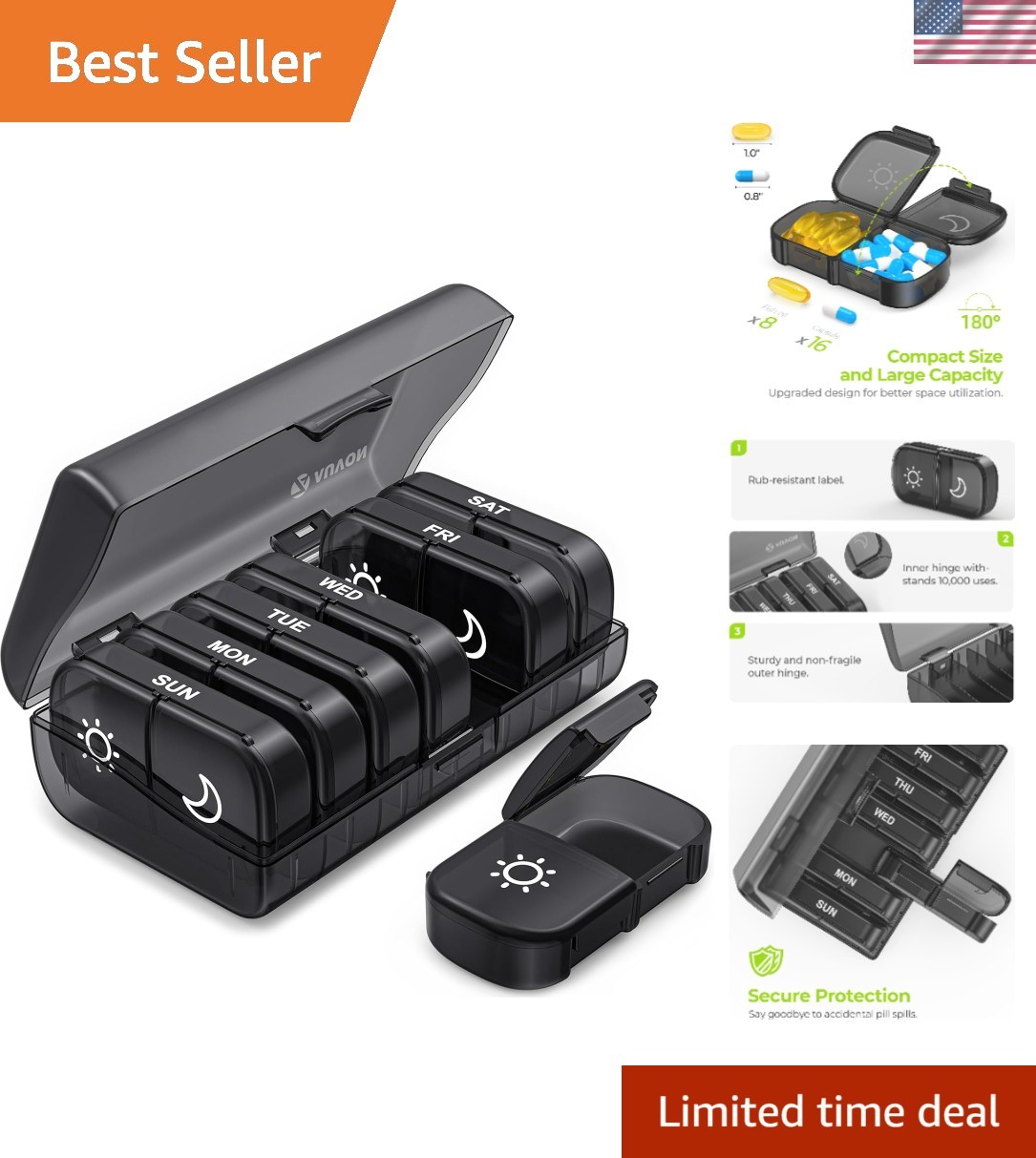 BPA-Free XL Weekly Pill Case – Privacy Protection for Medications & Supplements