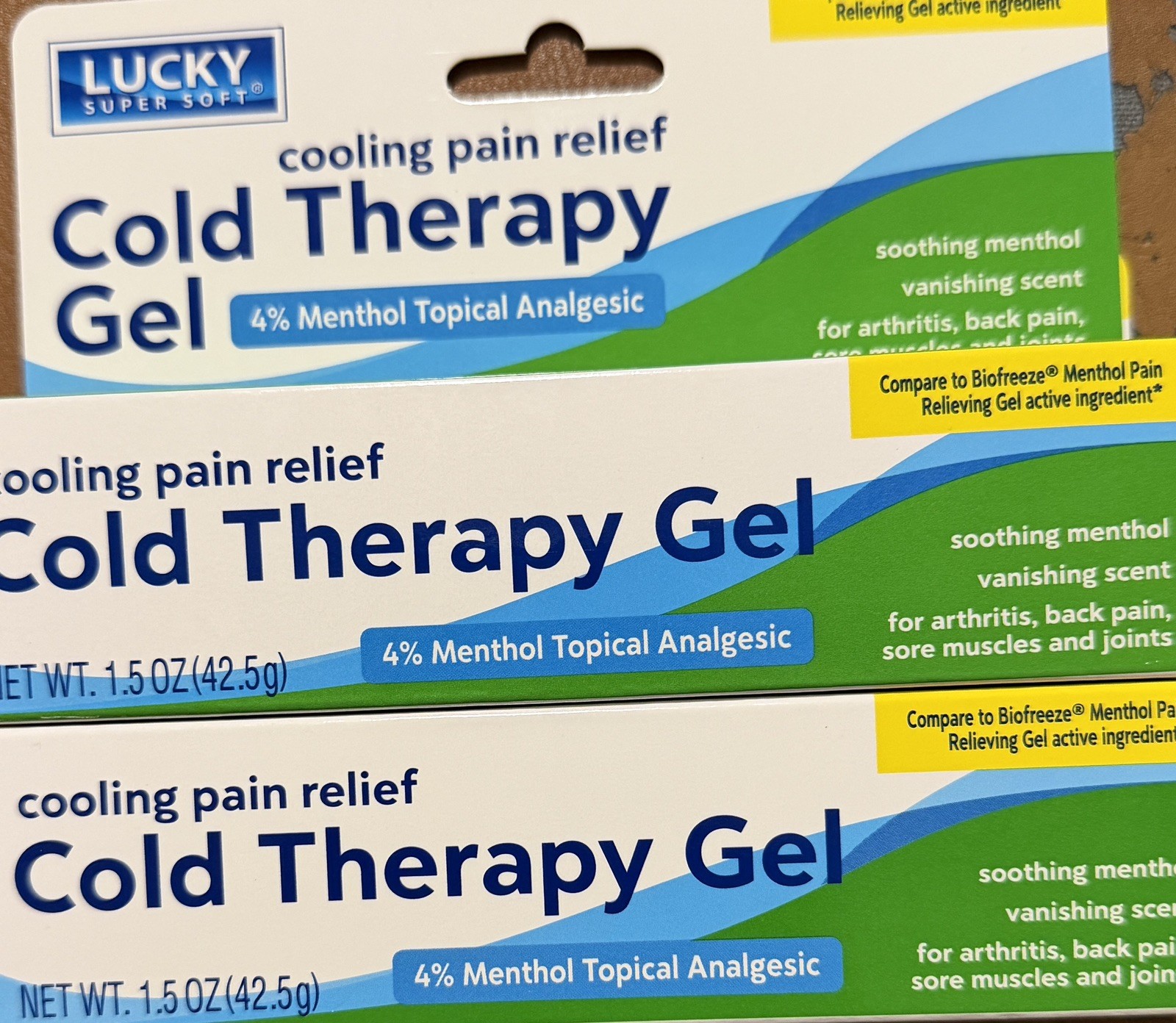 Lucky Super Soft Cooling Pain Relief Gel 4% Menthol Soothing 1.5 oz Arthritis 2p