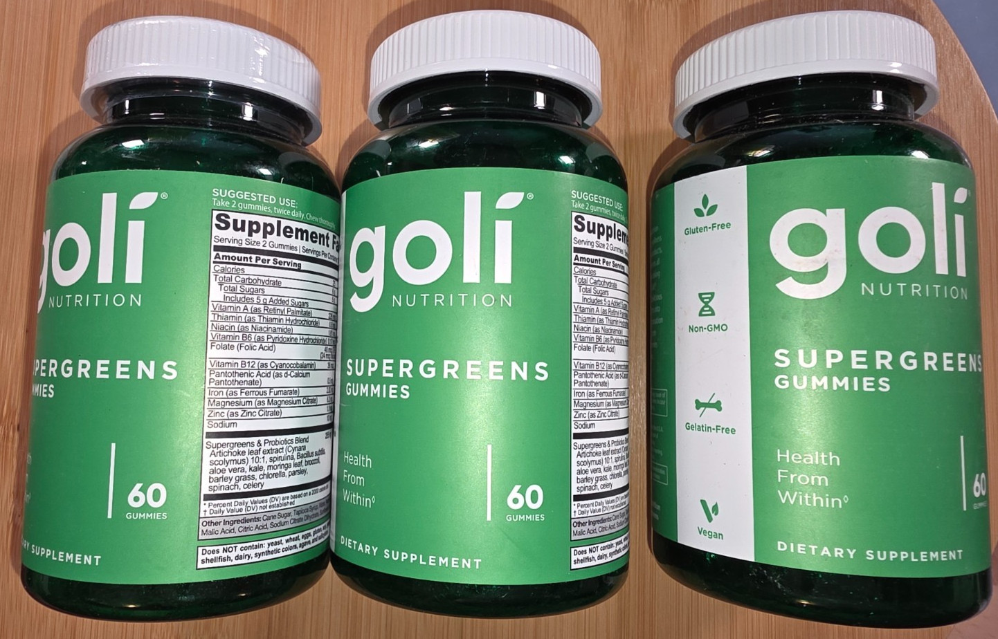 3 Bottles – Goli Nutrition – Supergreens – 60 Gummies Dietary Supplement (180ct)