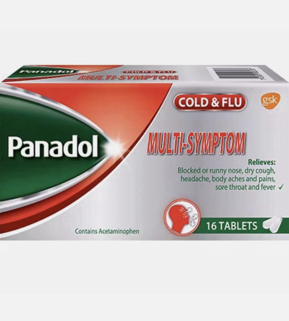 Panadol Multi-Symptom Cold & Flu 16 Tablets New Factory Sealed