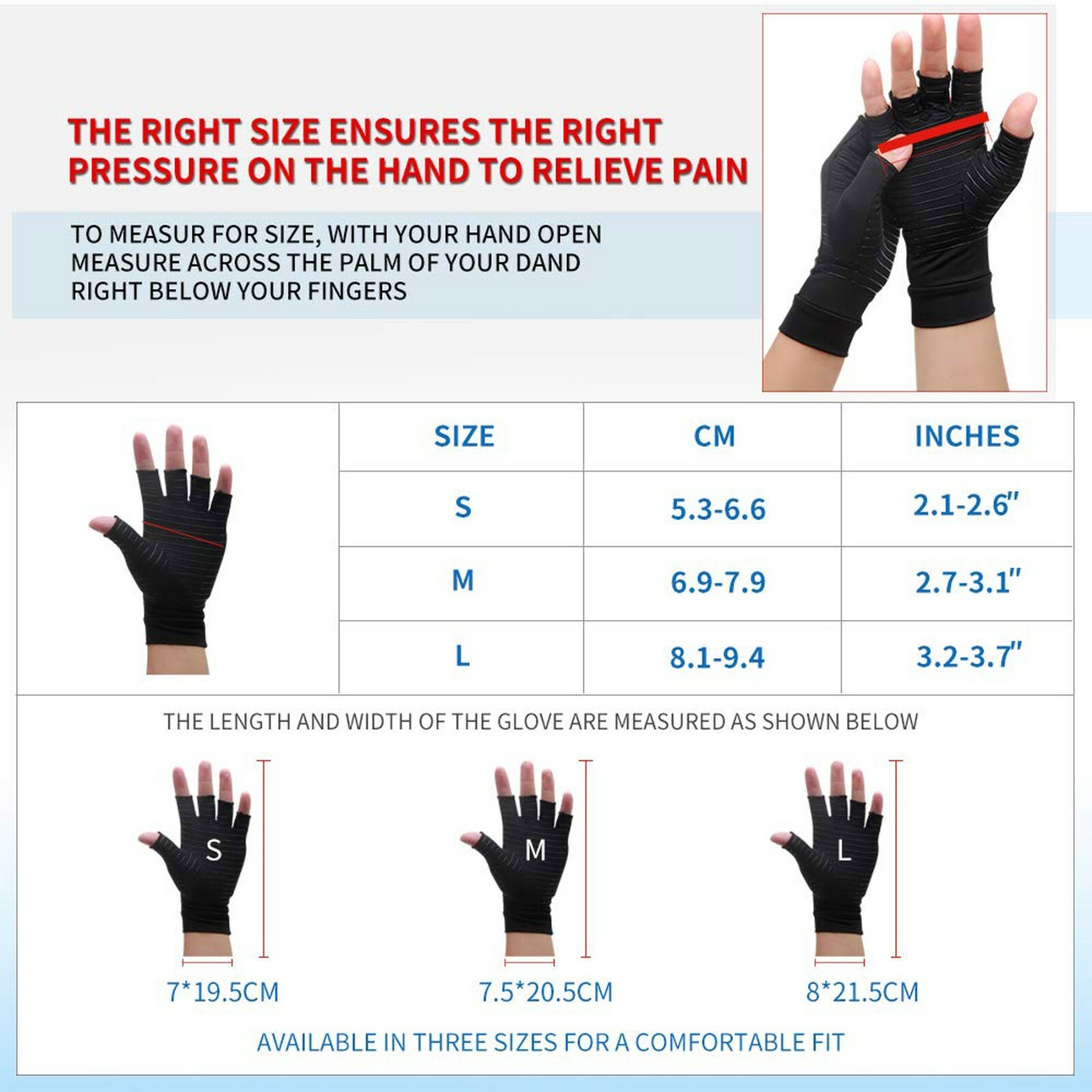 1 PAIR Copper Arthritis Compression Gloves Hand Support Joint Pain Relief USA