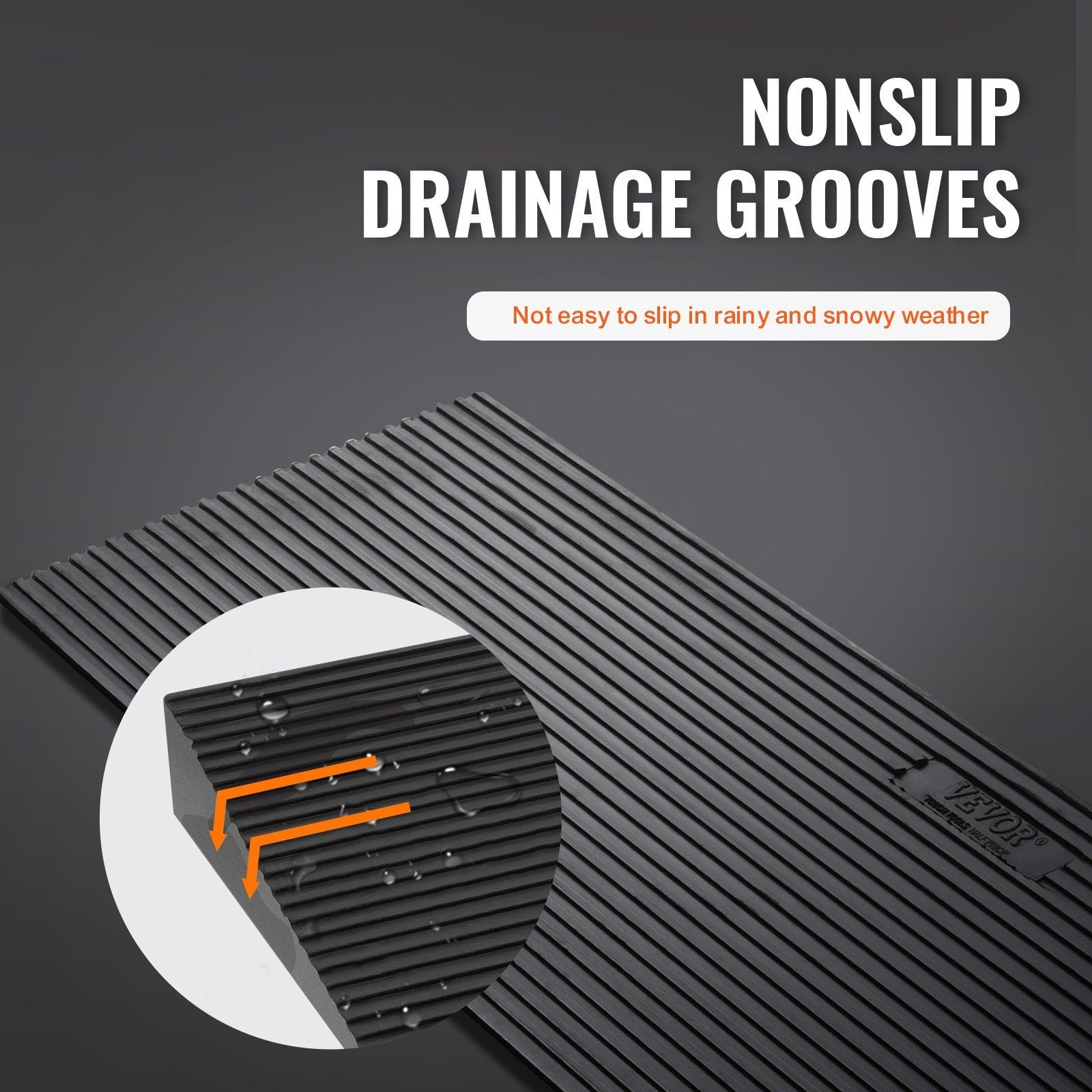 All-Weather Non-Slip Ramp 35.4in Wide 15T Load Cuttable Rubber Threshold