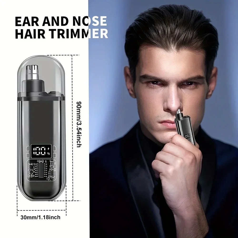 Nose Ear Hair Trimmer for Men USB-C Rechargeable Portable Grooming Kit Compact