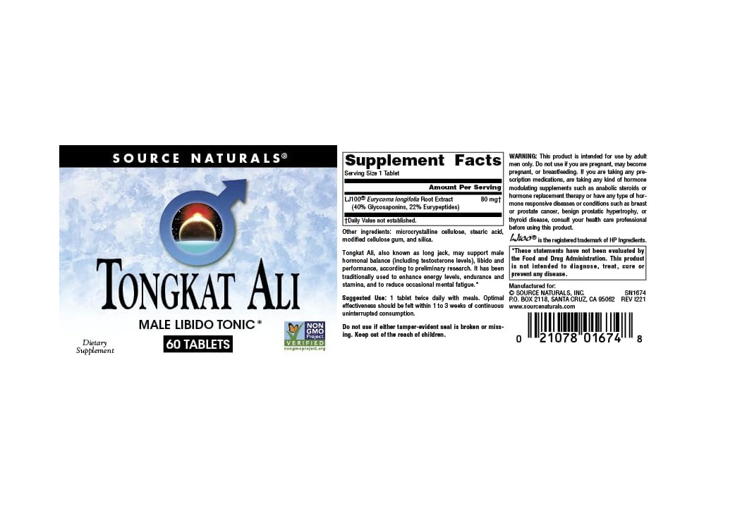 SOURCE NATURALS Tongkat – 60 Tablets – Male Libido Tonic – Expiry: 02/2028