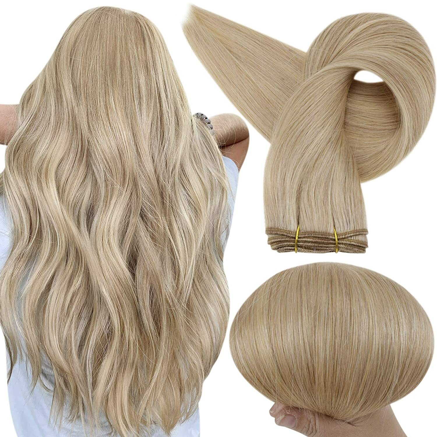 Double Weave Sew in Hair Extensions Weft Brazilian Remy Human Hair Full Head100g