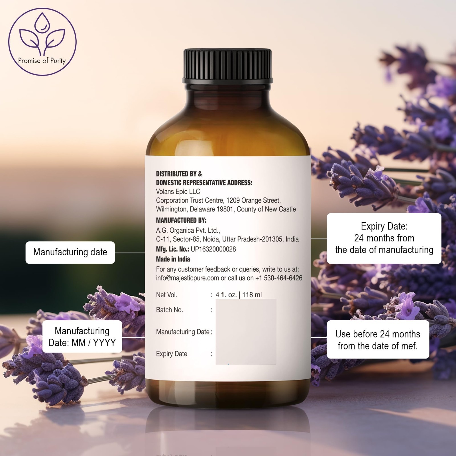 100% Pure Lavender Essential Oil – Aromatherapy, Diffuser, Soap & Candle Making