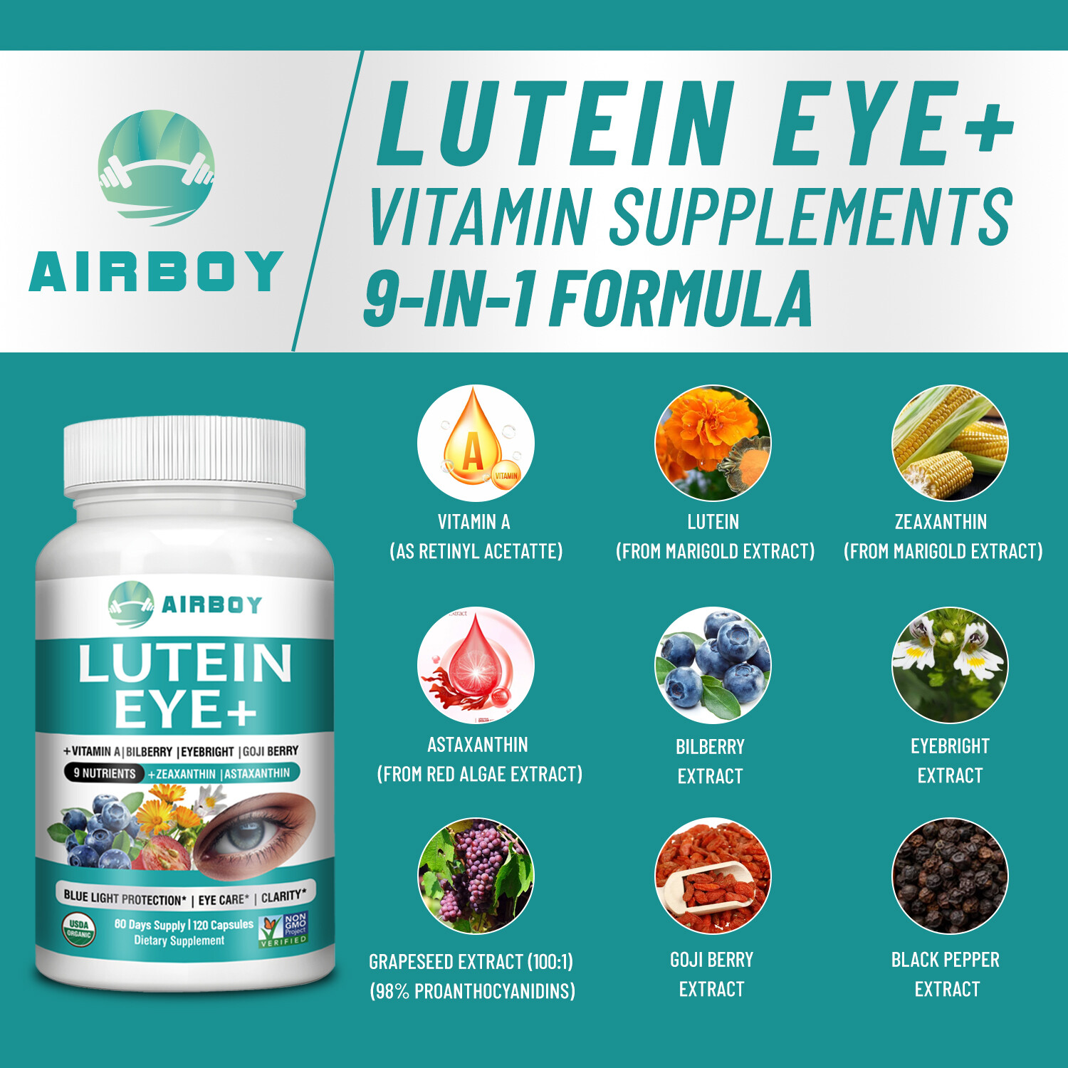 Lutein Eye – Premium Eye Protection Formula,Vision Health- Zeaxanthin, Vitamin A