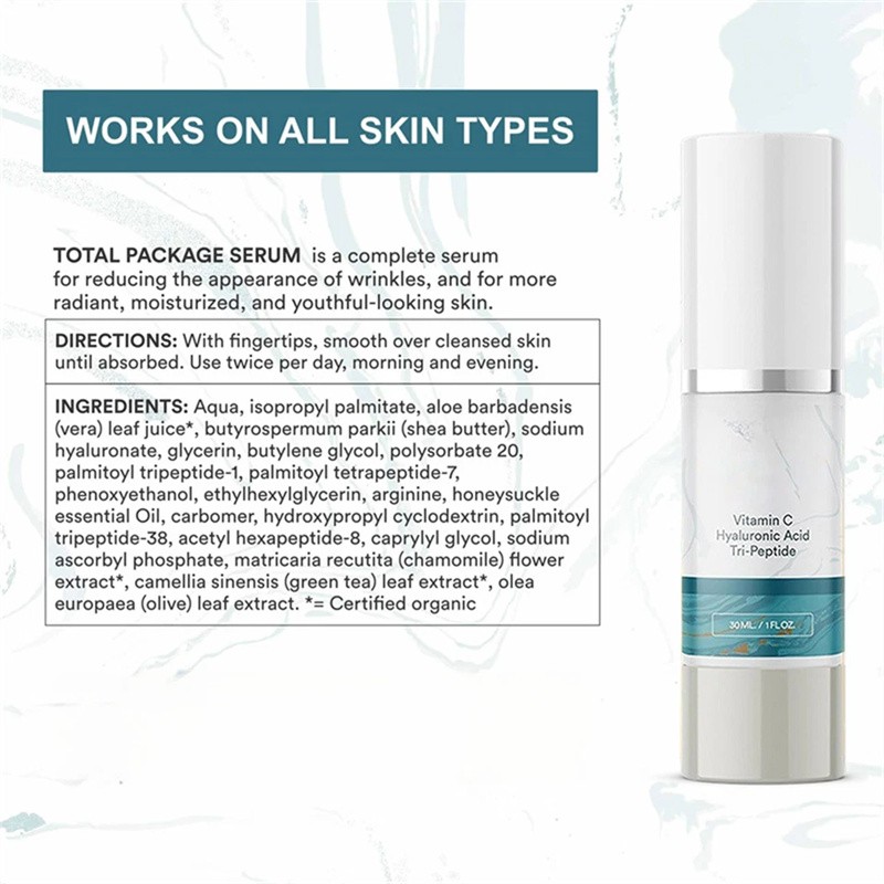3X Serum, Peptides Total Package Vitamin C, Hyaluronic Acid, All-In-One Serum
