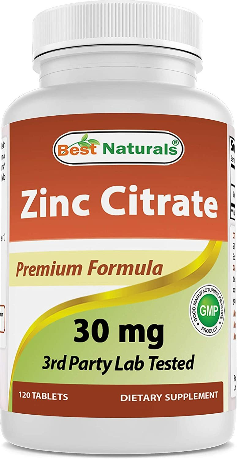 Best Naturals Zinc Citrate 30 mg – Immune Support – 120 Tablets