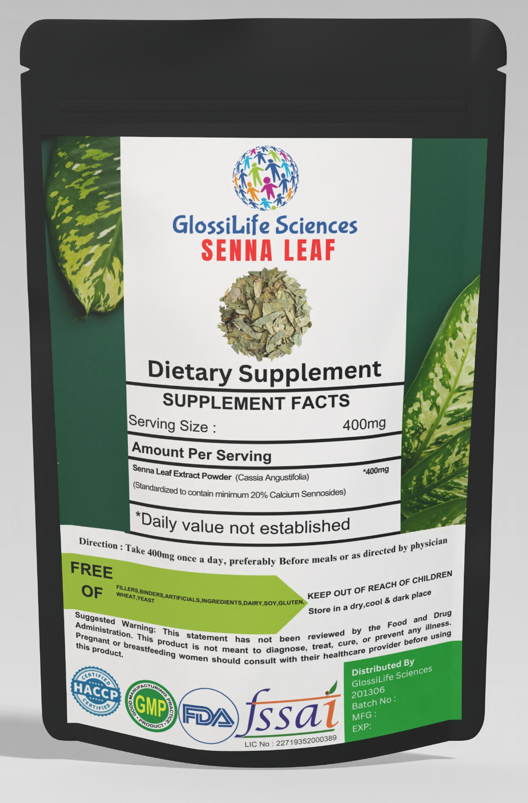 Senna Leaf Extract Powder Calcium Sennosides 20%