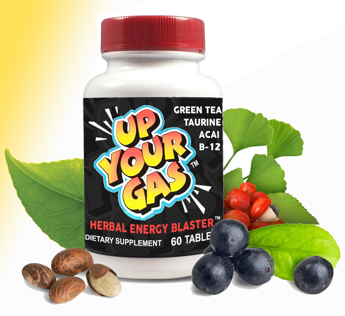 3 Pack- Up Your Gas: 60 TABLETS (180 total) Herbal Energy Blast, FREE SHIPPING