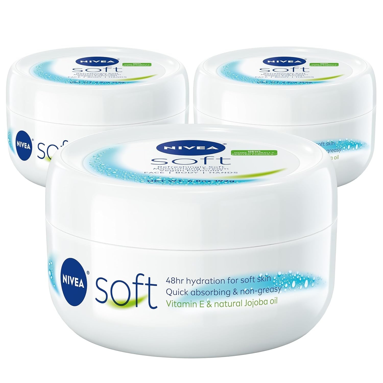 NIVEA Soft Moisturizing Cream 3 Pack 6.8oz Jars +2days delivery