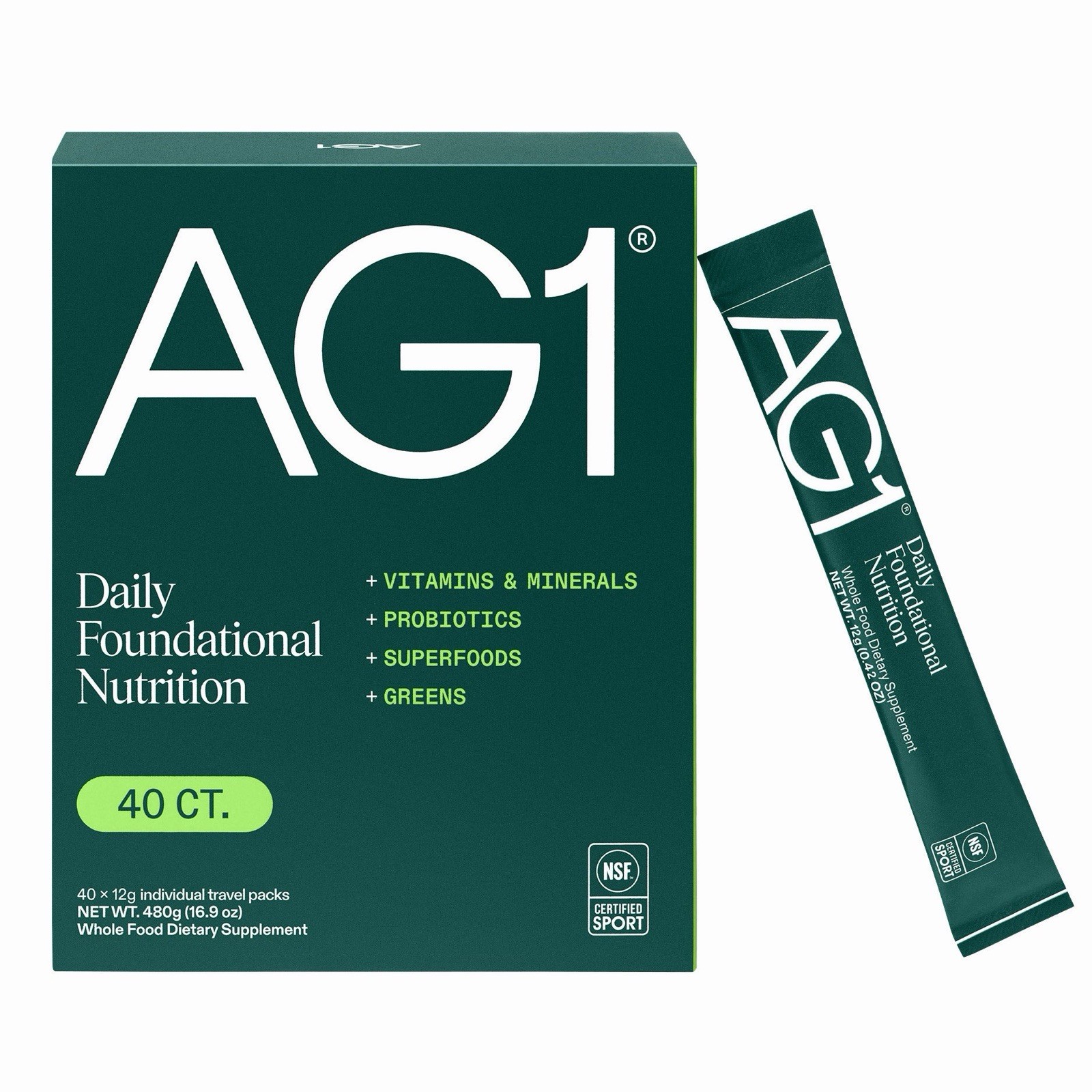 AG1 Athletic Greens 40 Pack 12g Individual Packets NEW IN BOX SEALED exp 5/26