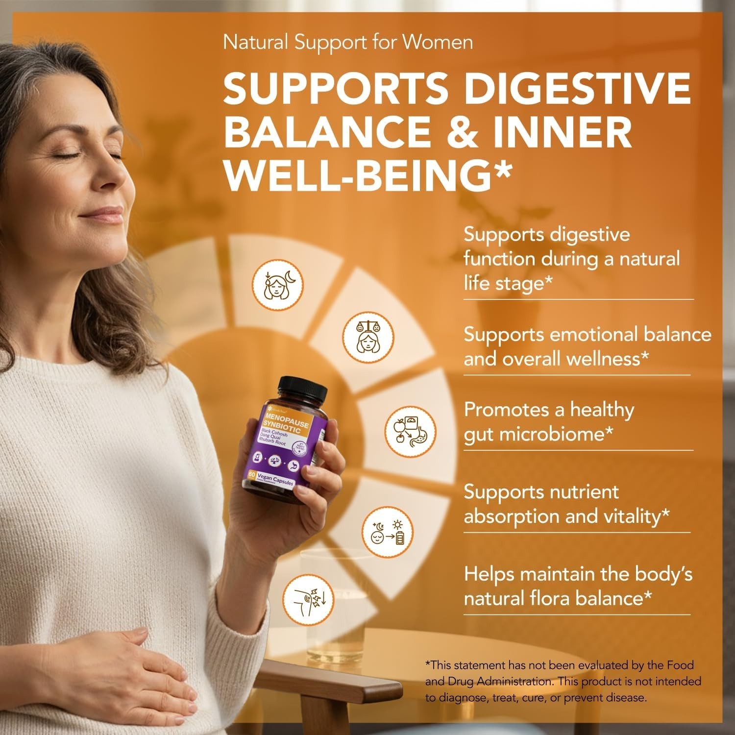 Menopause Synbiotic Supplements for Women – Dong Quai, Black Cohosh. Exp-10/2027