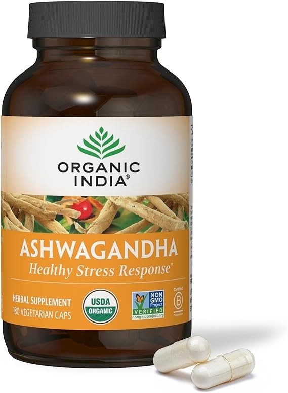 ORGANIC INDIA Ashwagandha Capsules – Natural Stress Support | 180 Vegan Capsules