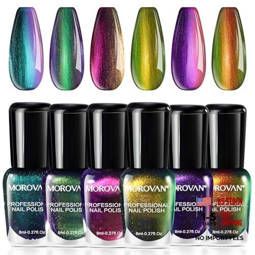 Fingernail Nail Polish Set: Holographic Metallic Ombre A1-Holographic Color