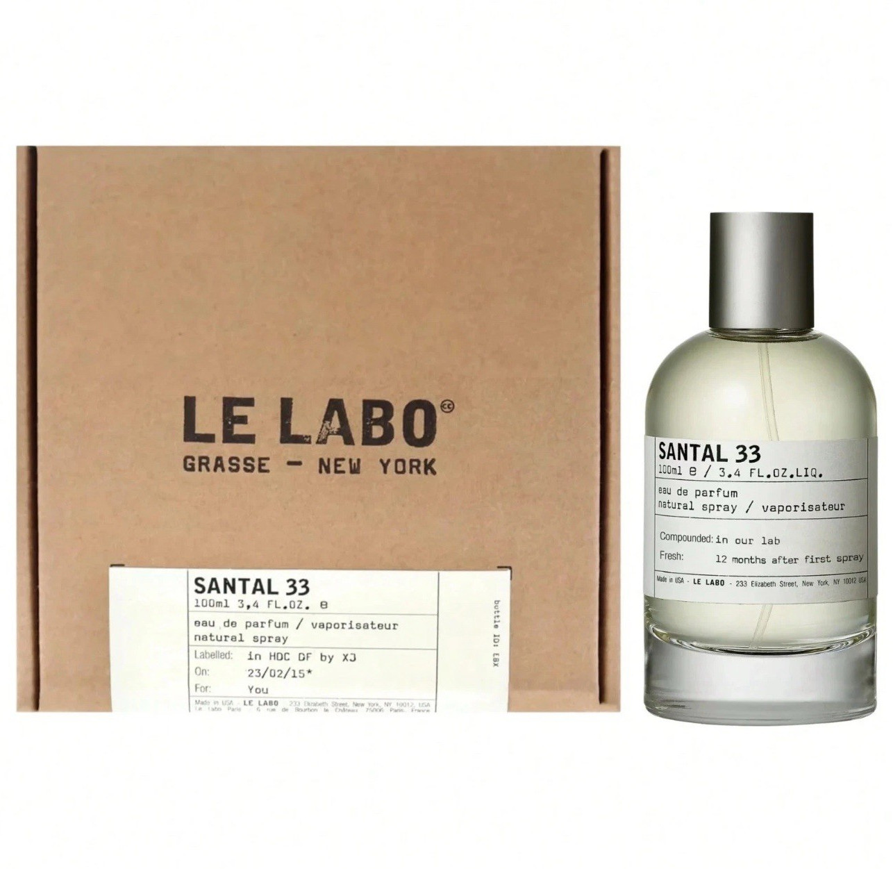 Le Labo Santal 33 Eau de Parfum Natural Spray, 3.4 fl oz Regular Size(tstr)