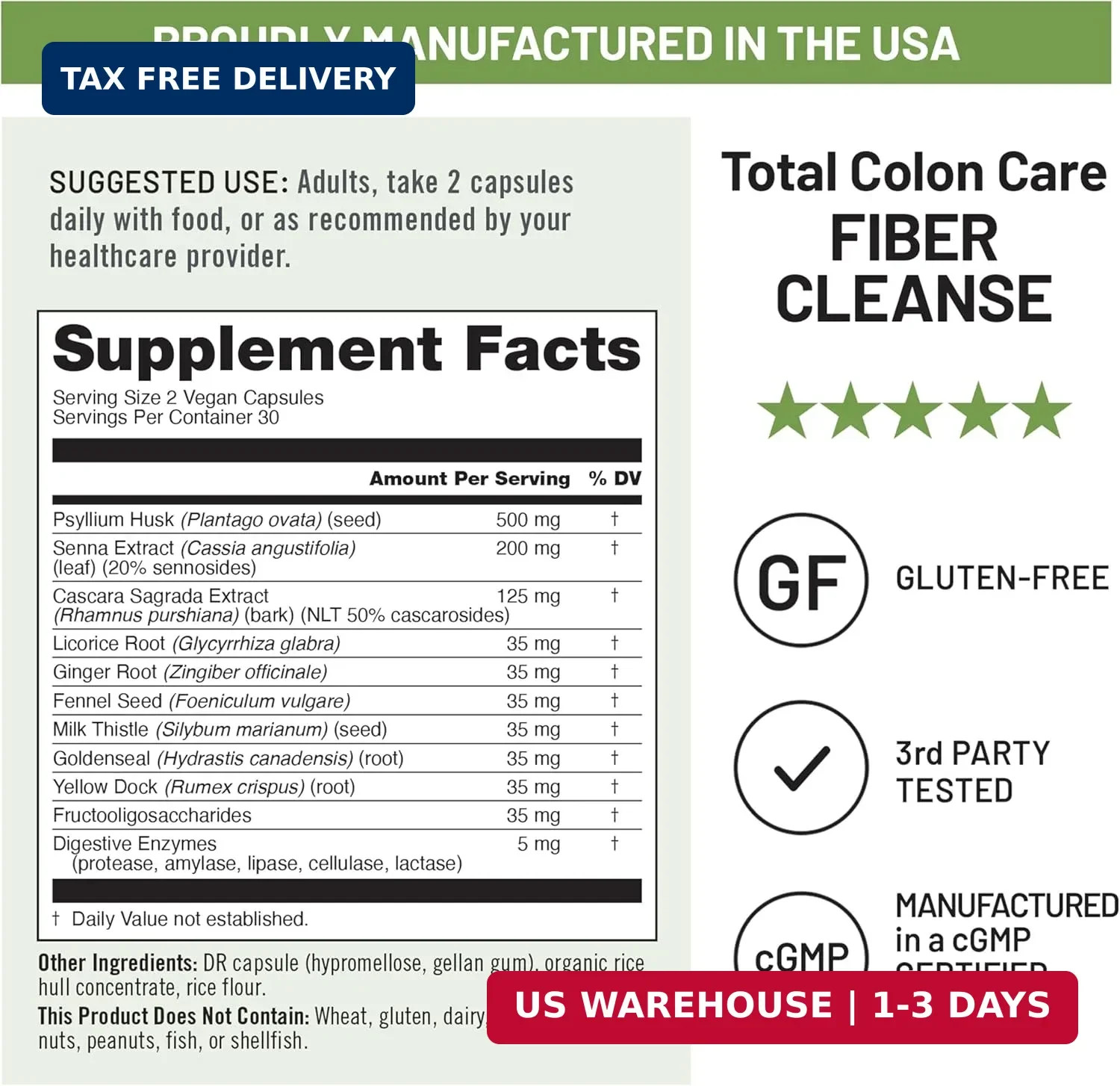 Total Colon Care Fiber Cleanse – Natural Laxative Blend – Herbal Laxa