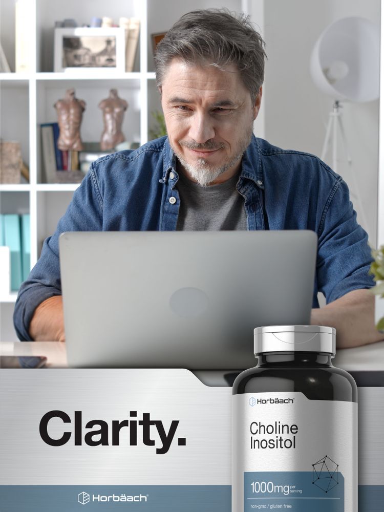 Choline Inositol 1000 mg | 200 Capsules | Non-GMO, Gluten Free | by Horbaach